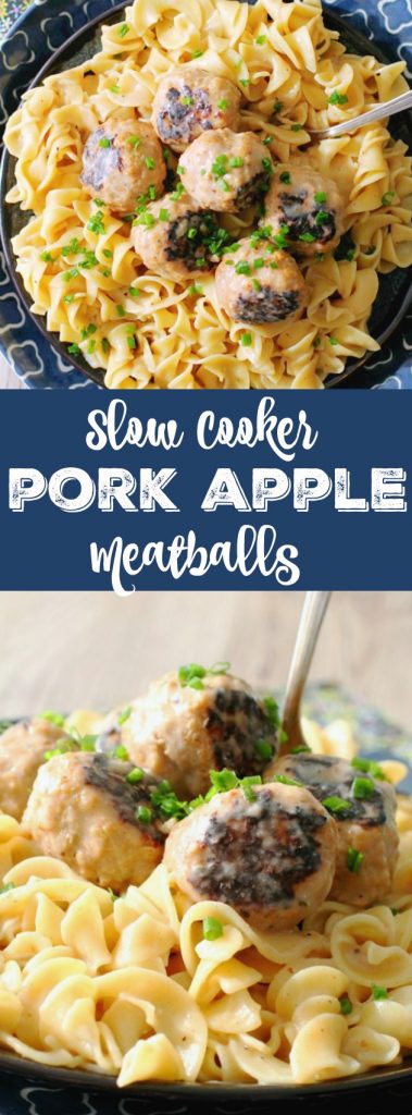 Slow Cooker Pork Apple Meatballs with Hard Cider Gravy