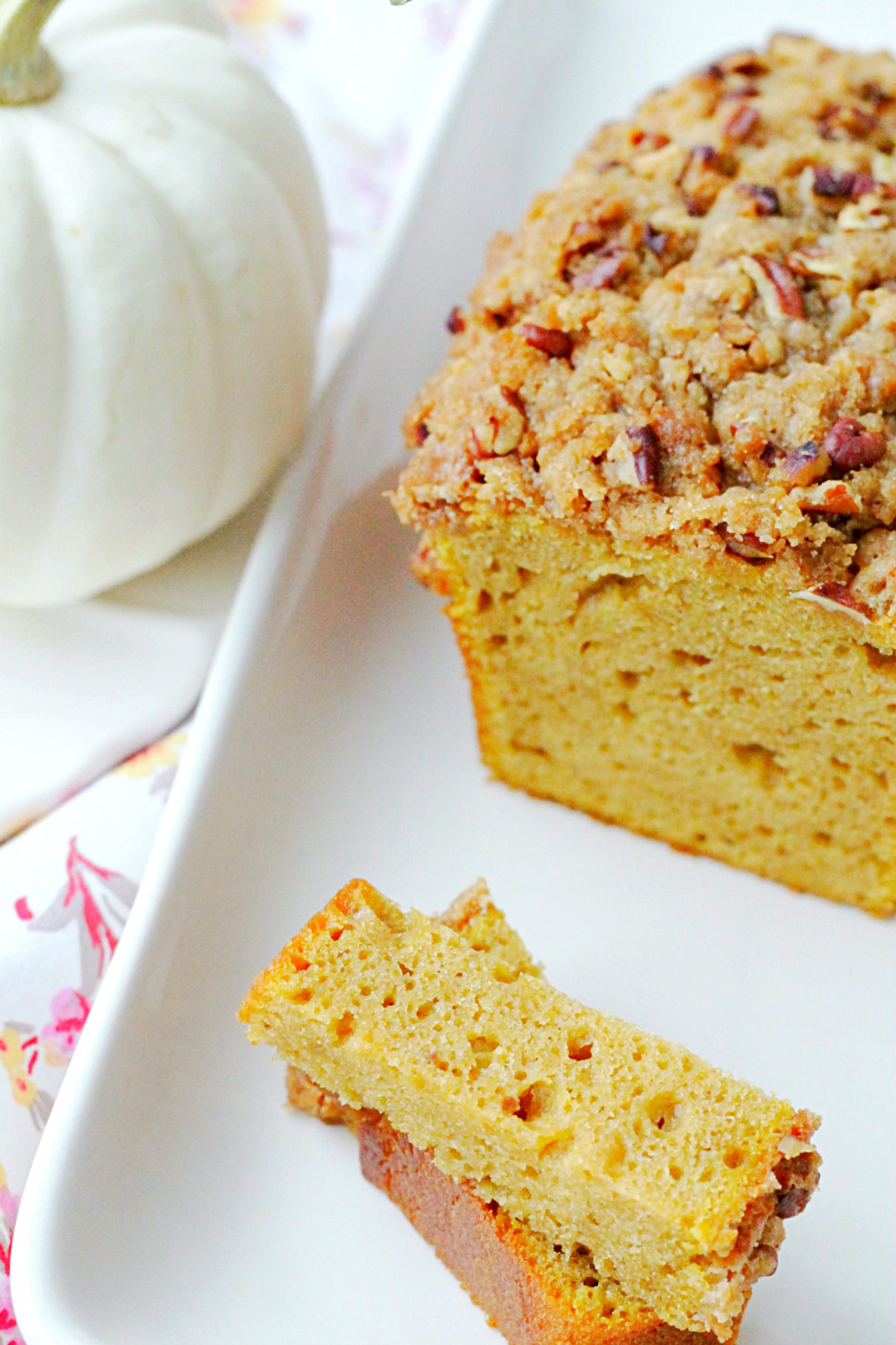 loaf of really good pumpkin bread sliced