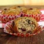 Heart-Healthy Roasted Banana Oat Muffins with Cranberries and Walnuts