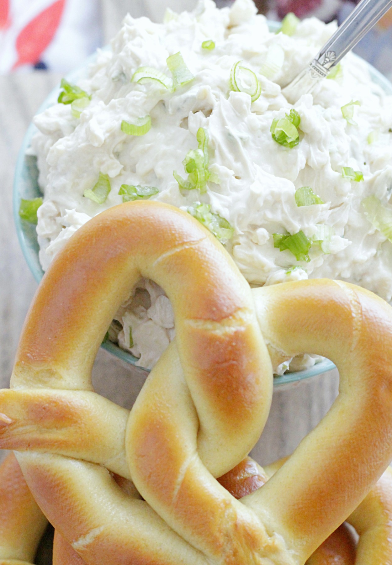 soft baked pretzel with Guinness cheddar dip