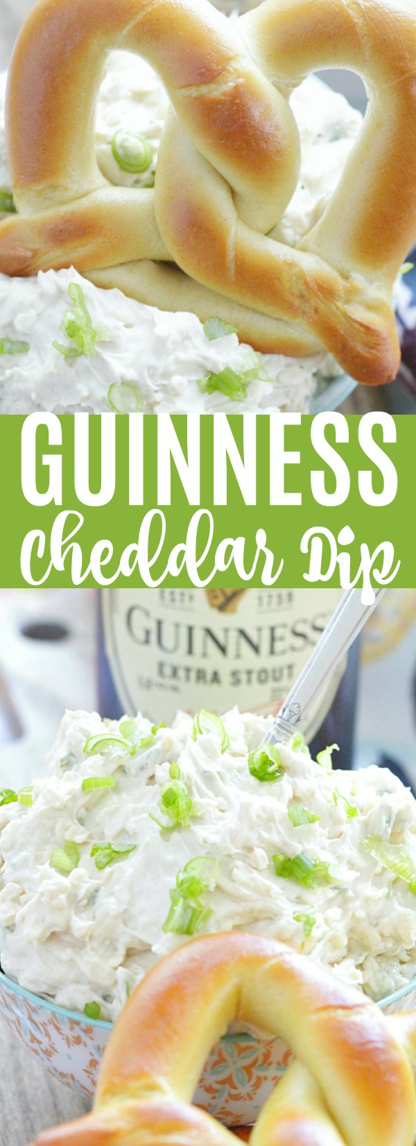 Guinness Cheddar Dip is like an Irish version of beer cheese and is a terrific last-minute appetizer to make for your St. Patrick's Day celebration. via @foodtasticmom