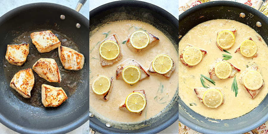 browning the chicken in the pan