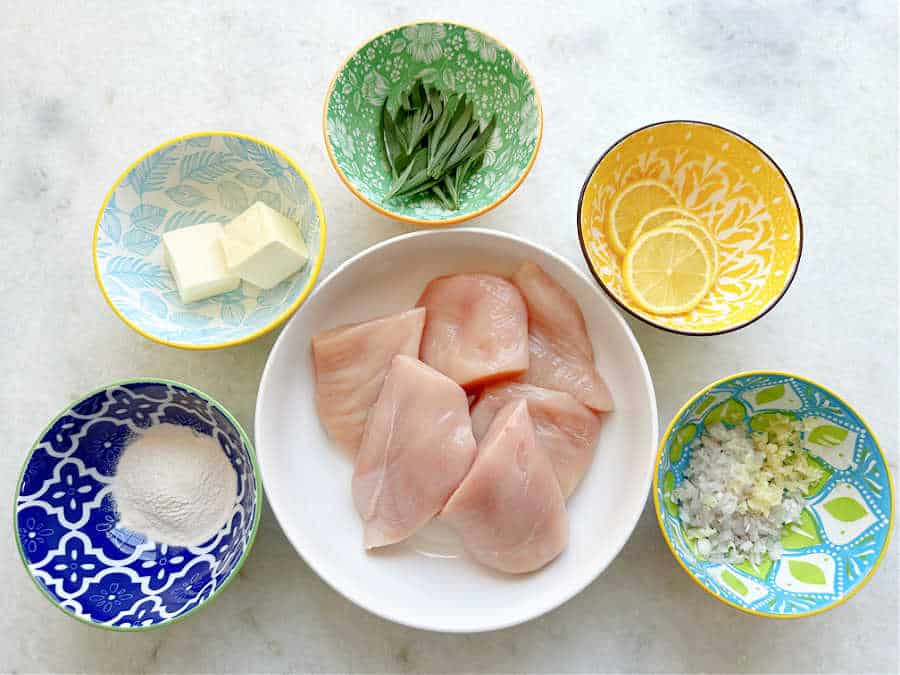 mise en place for chicken tarragon