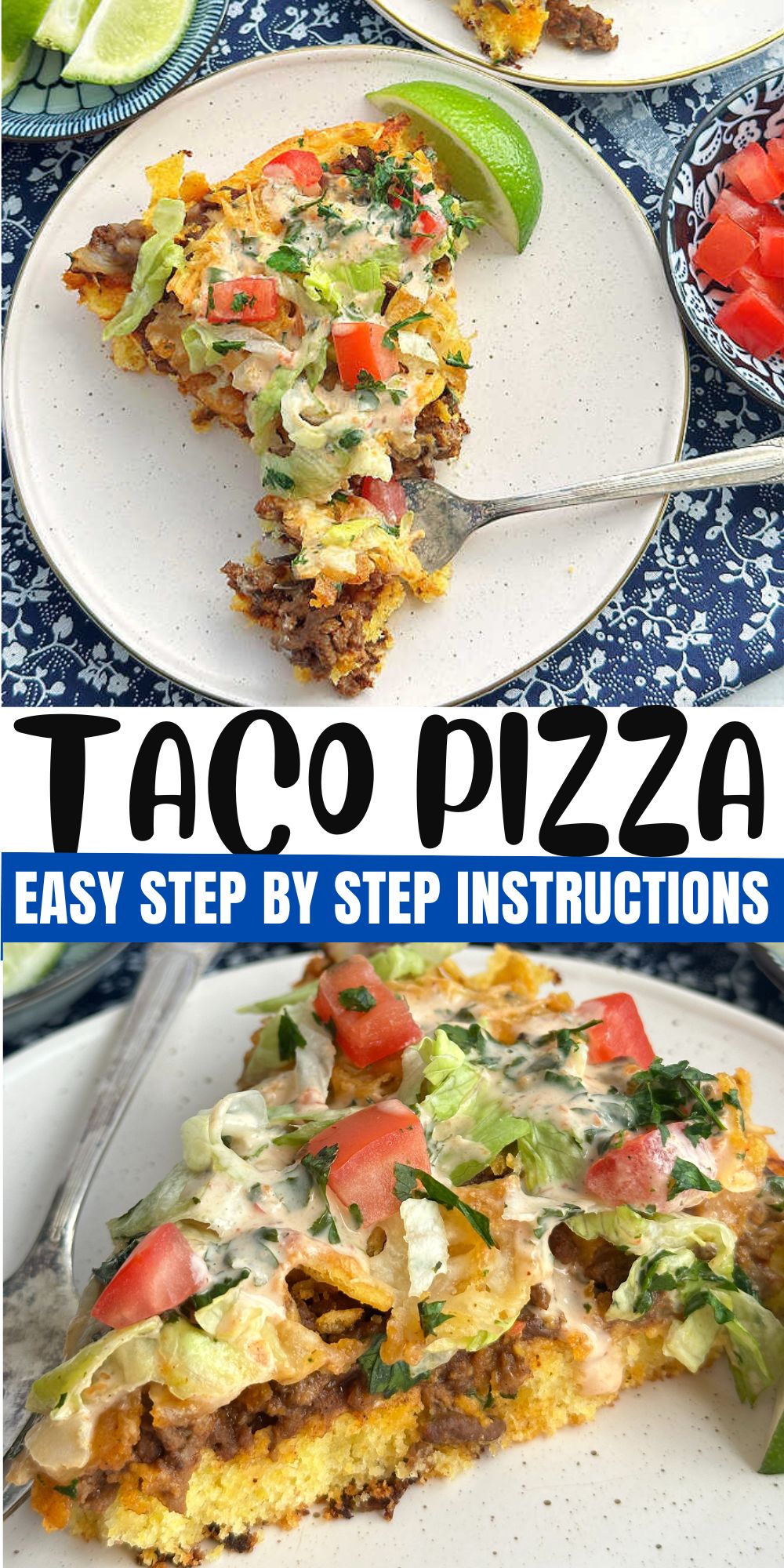 This skillet taco pizza recipe might just become a new favorite in your house! A tasty cornbread crust is topped with ground beef and your favorite taco toppings. via @foodtasticmom