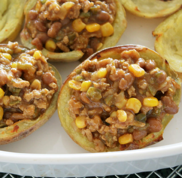 Chili Stuffed Potato Skins