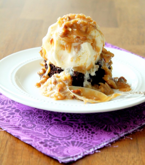 Quick German Chocolate Brownie Sundaes