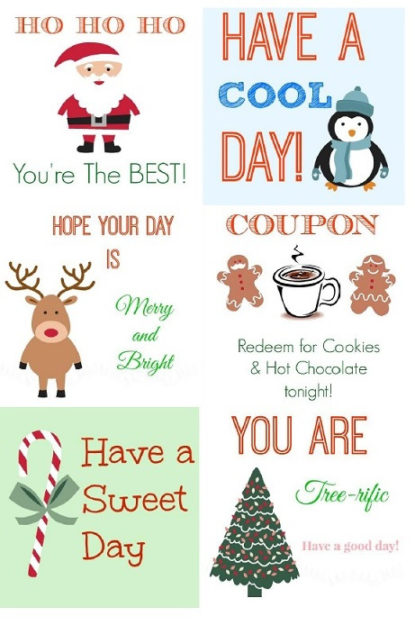 Free Christmas Lunch Notes from Confessions of a SAHM