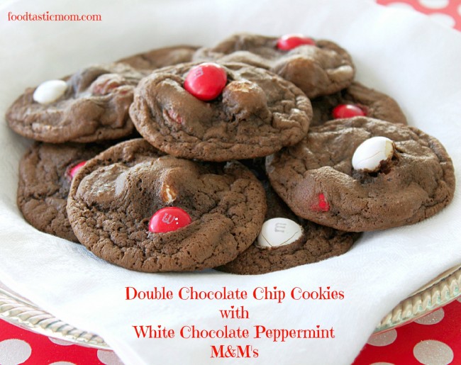Double Chocolate Chip Cookies with White Chocolate Peppermint M&M's