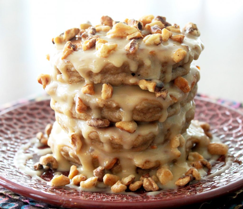 Carrot Cake Pancakes with Coconut Cream Cheese Glaze Foodtastic Mom