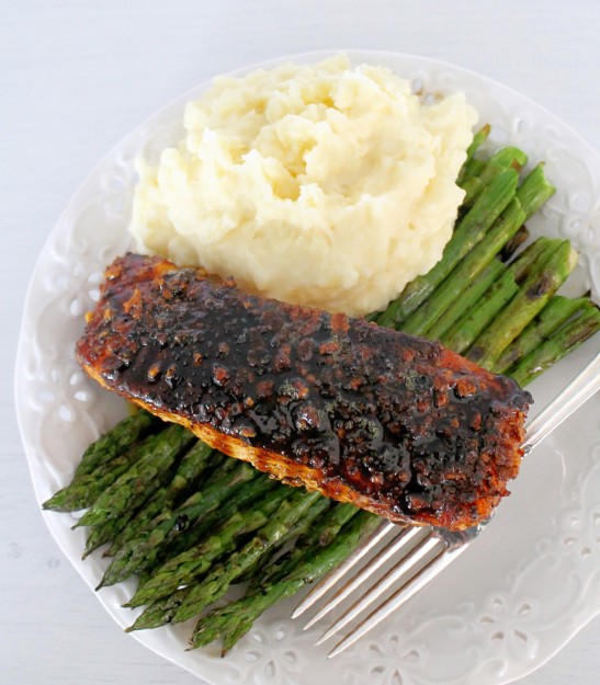 Chili Lime Almond Salmon with Maple Balsamic Glaze by Foodtastic Mom