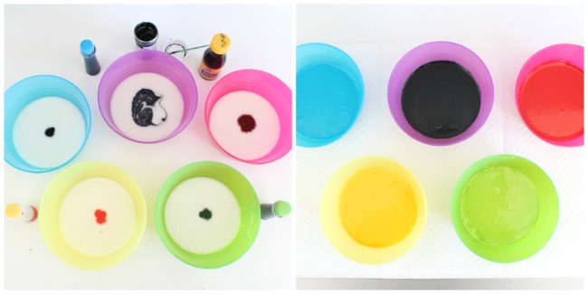 coloring glaze for Olympic donuts by Foodtastic Mom