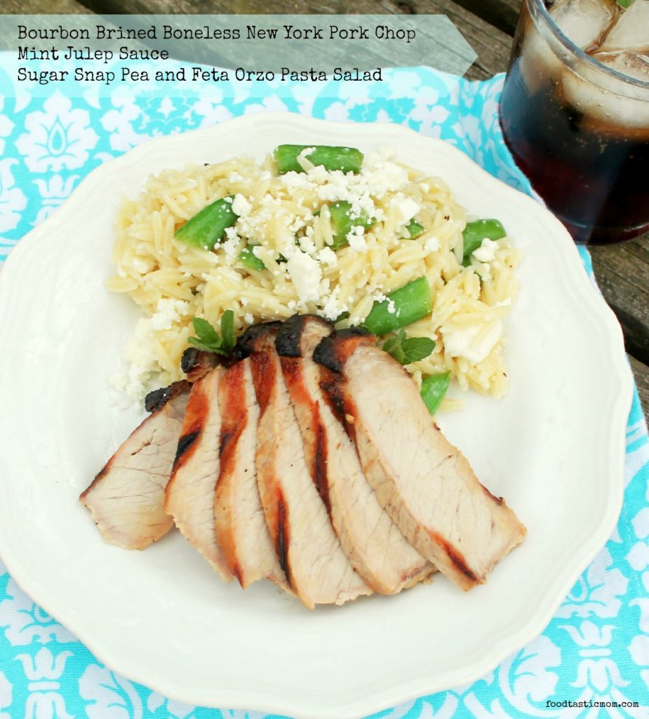 Bourbon Brined Pork with Mint Julep Pasta Salad by Foodtastic Mom