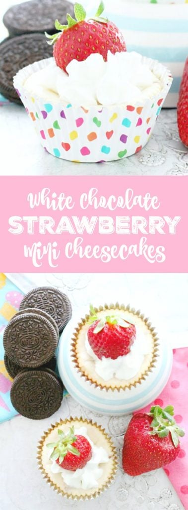 White Chocolate Strawberry Mini Cheesecakes