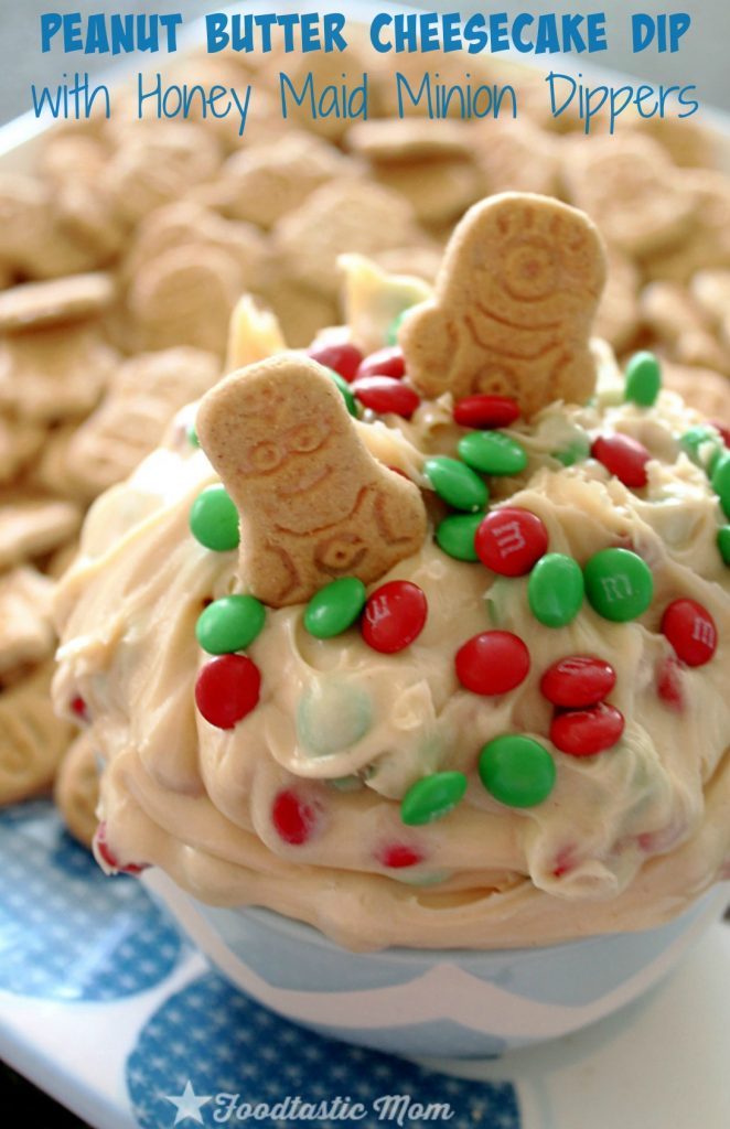 Peanut Butter Cheesecake Dip with Honey Maid Minion Dippers by Foodtastic Mom