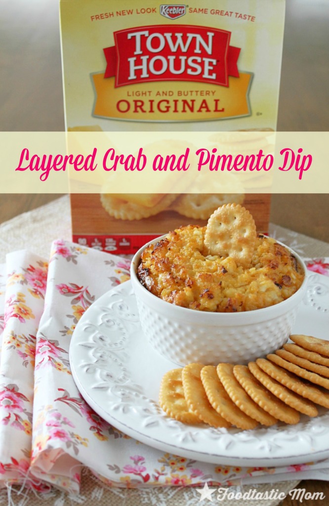 Layered Crab Pimento Dip with Town House Crackers by Foodtastic Mom