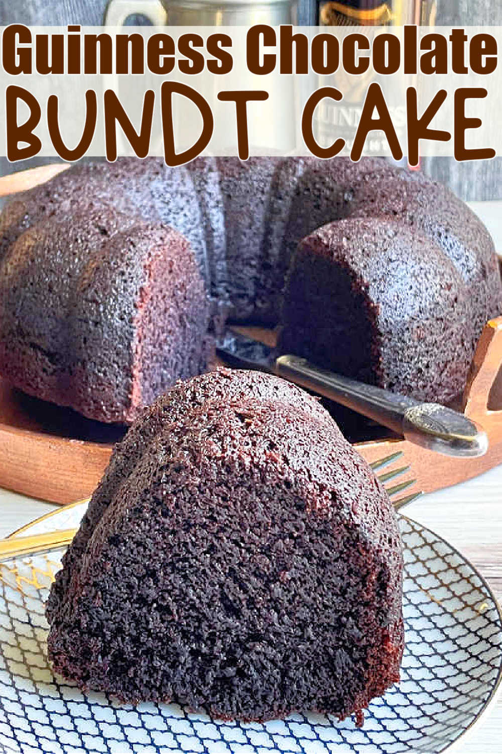 Guinness Chocolate Bundt Cake is a very simple cake made super moist thanks to the full cup of Guinness beer in the batter. via @foodtasticmom