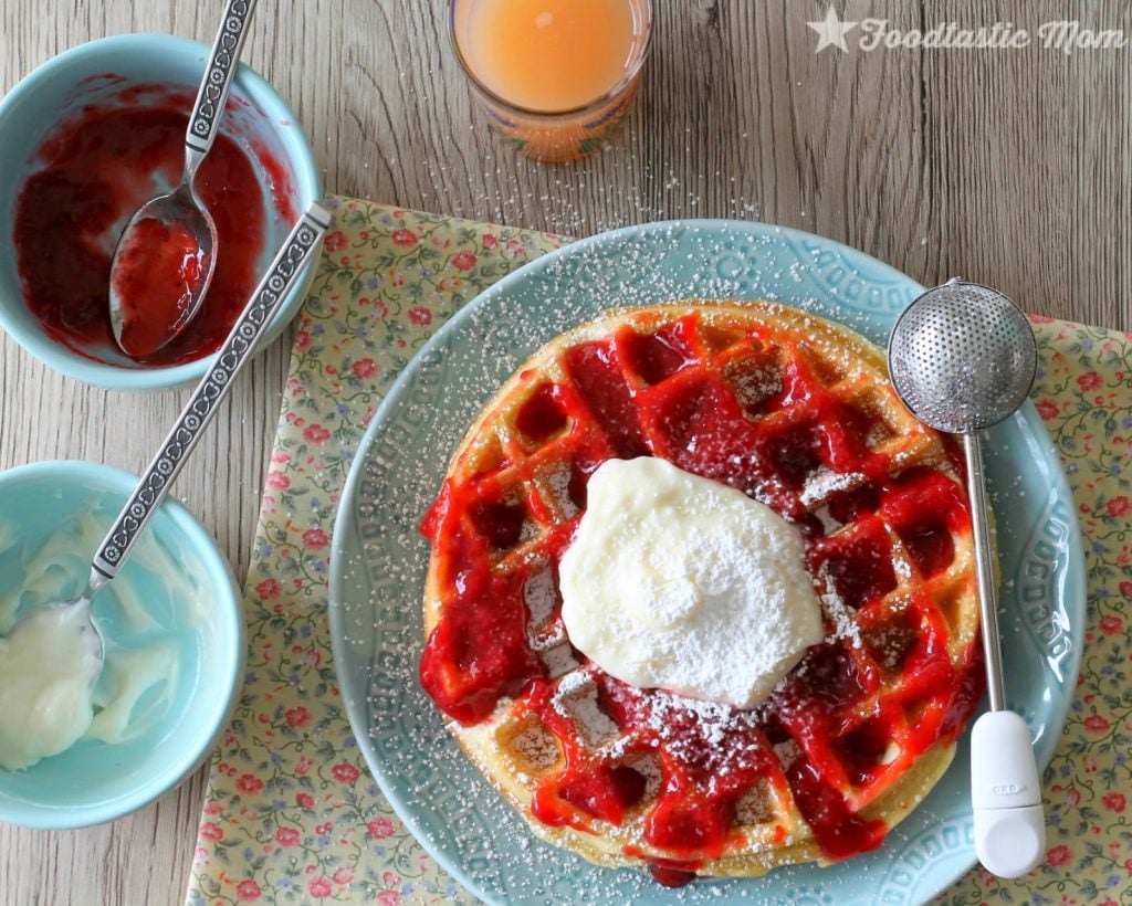 Strawberry Cheesecake Waffles by Foodtastic Mom