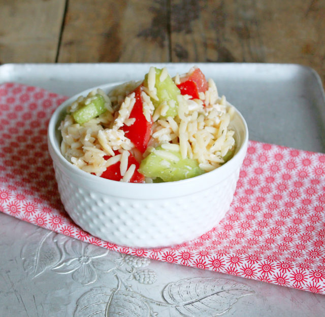 Orzo Pasta Salad with Tomatoes and Cucumbers by Foodtastic Mom