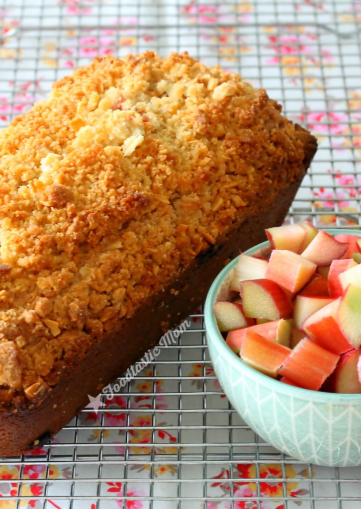 Rhubarb Quick Bread with Almond Streusel by Foodtastic Mom