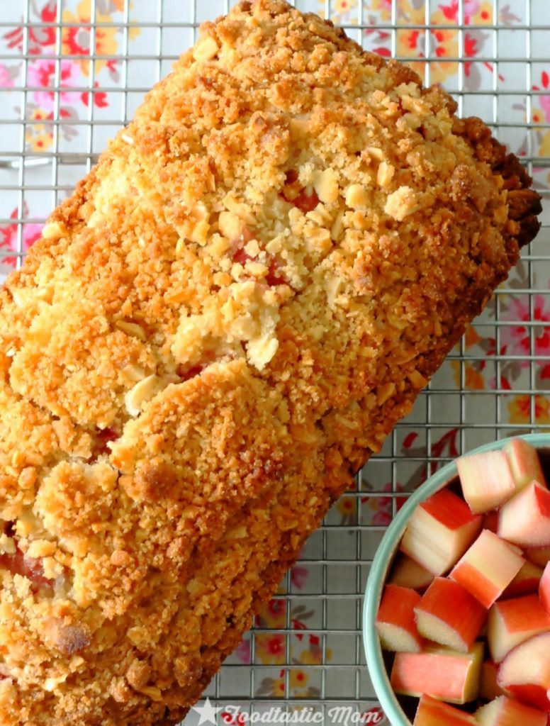 Rhubarb Quick Bread with Almond Streusel by Foodtastic Mom