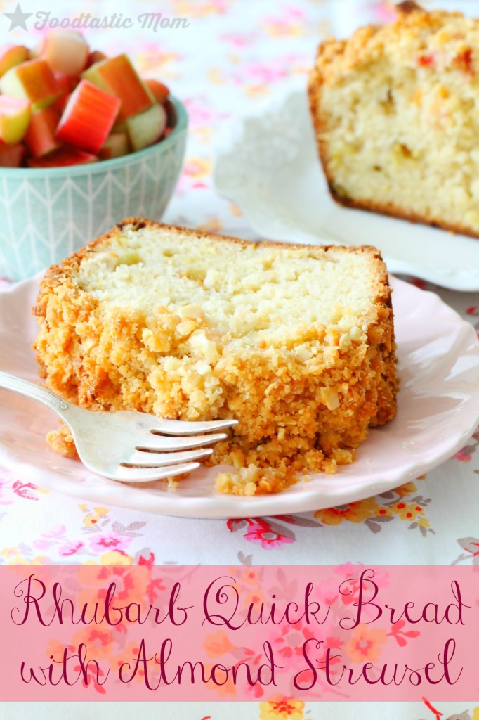 Rhubarb Quick Bread with Almond Streusel by Foodtastic Mom