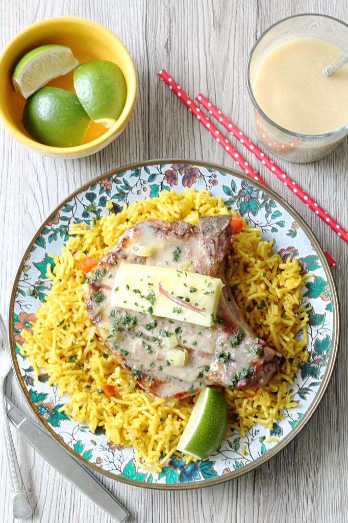 Pina Colada Ribeye Bone-In Pork Chops by Foodtastic Mom #GrillPork