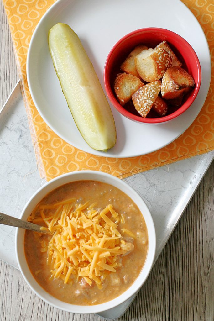 Slow Cooker Cheeseburger Soup by Foodtastic Mom