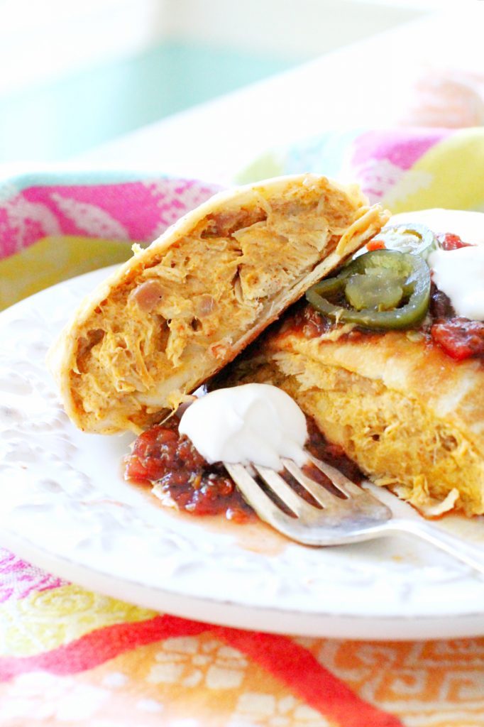 Cheesy Chicken Chimichangas for the Crockpot by Foodtastic Mom