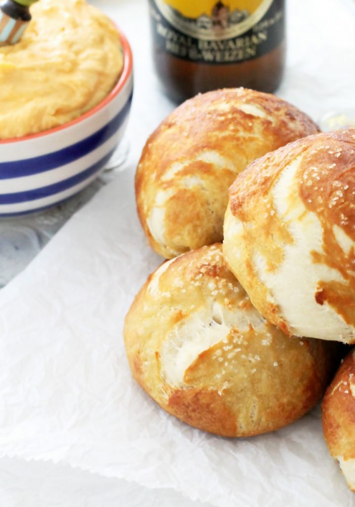 Sausage Stuffed Pretzels with Beer Cheese by Foodtastic Mom