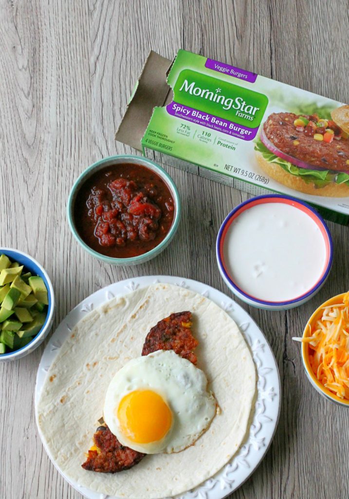 Black Bean Burger Breakfast Burritos by Foodtastic Mom