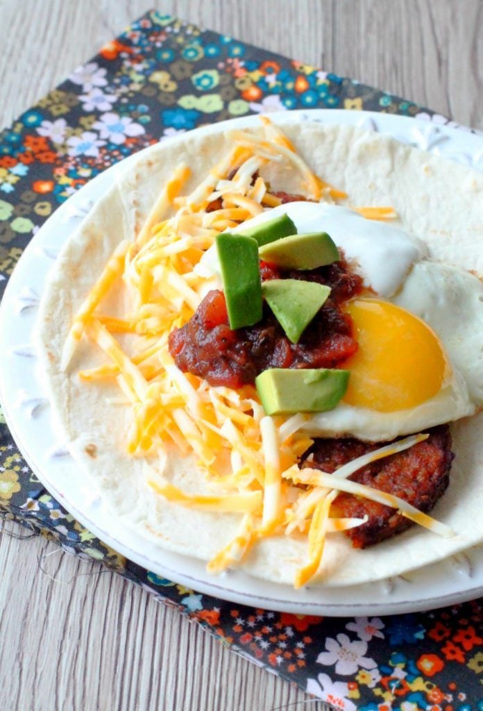 Black Bean Burger Breakfast Burritos by Foodtastic Mom