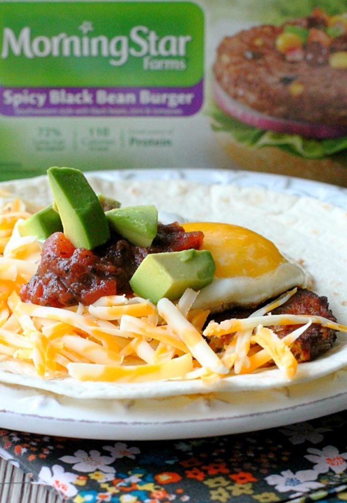 Black Bean Burger Breakfast Burritos by Foodtastic Mom