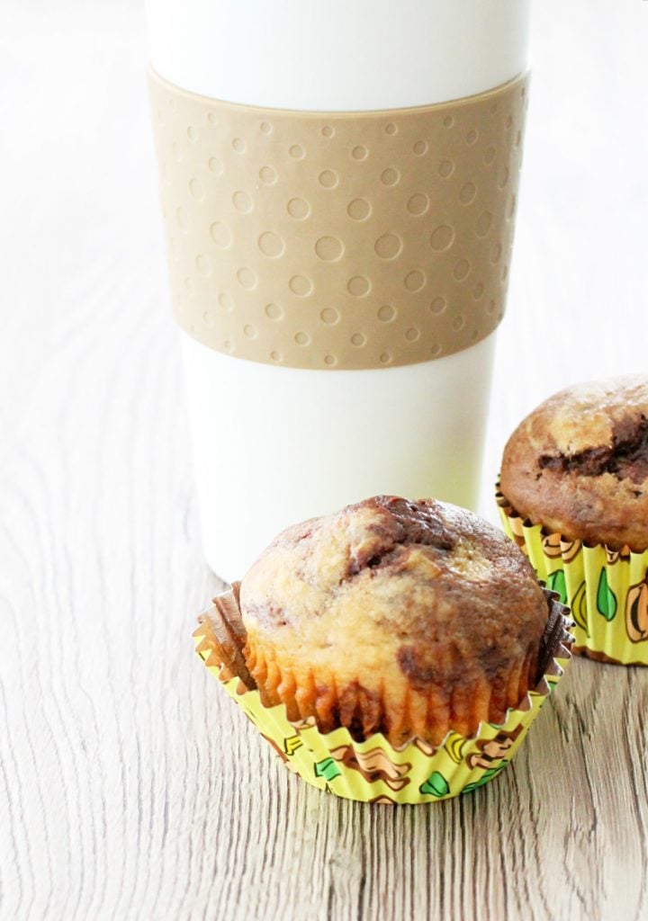 Skinny Peanut Butter, Chocolate and Banana Muffins by Foodtastic Mom