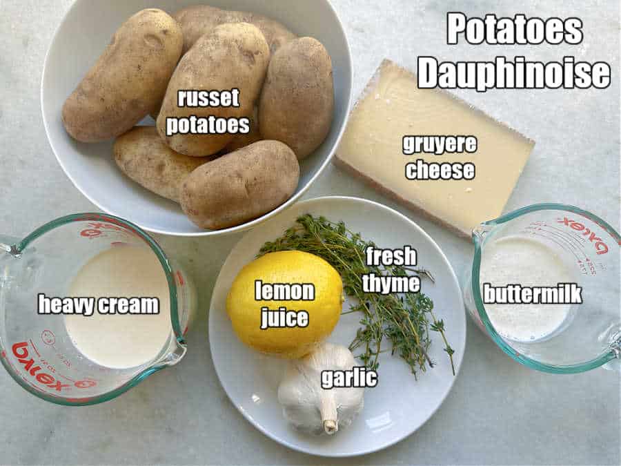 picture of ingredients needed to make potatoes dauphinoise