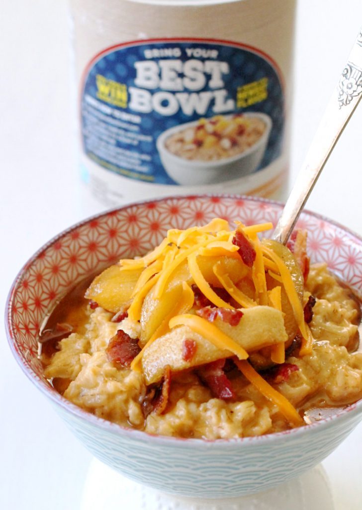 Cheddar Oatmeal with Maple Roasted Apples and Bacon by Foodtastic Mom #BringYourBestBowl