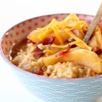 Cheddar Oatmeal with Maple Roasted Apples and Bacon