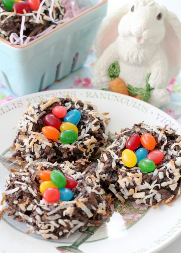 Dark Chocolate Macaroon Nests with Starburst® Jellybeans by Foodtastic Mom #StarburstJellybeans #Kroger #ad