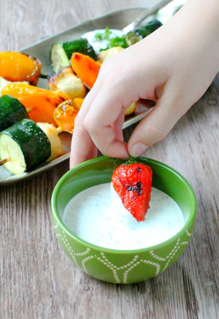 Veggie Halloumi Kebabs with Creamy Grilled Lemon Dip by Foodtastic Mom