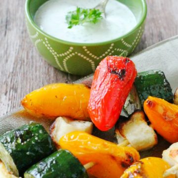 Veggie Halloumi Kebabs with Creamy Grilled Lemon Dip by Foodtastic Mom