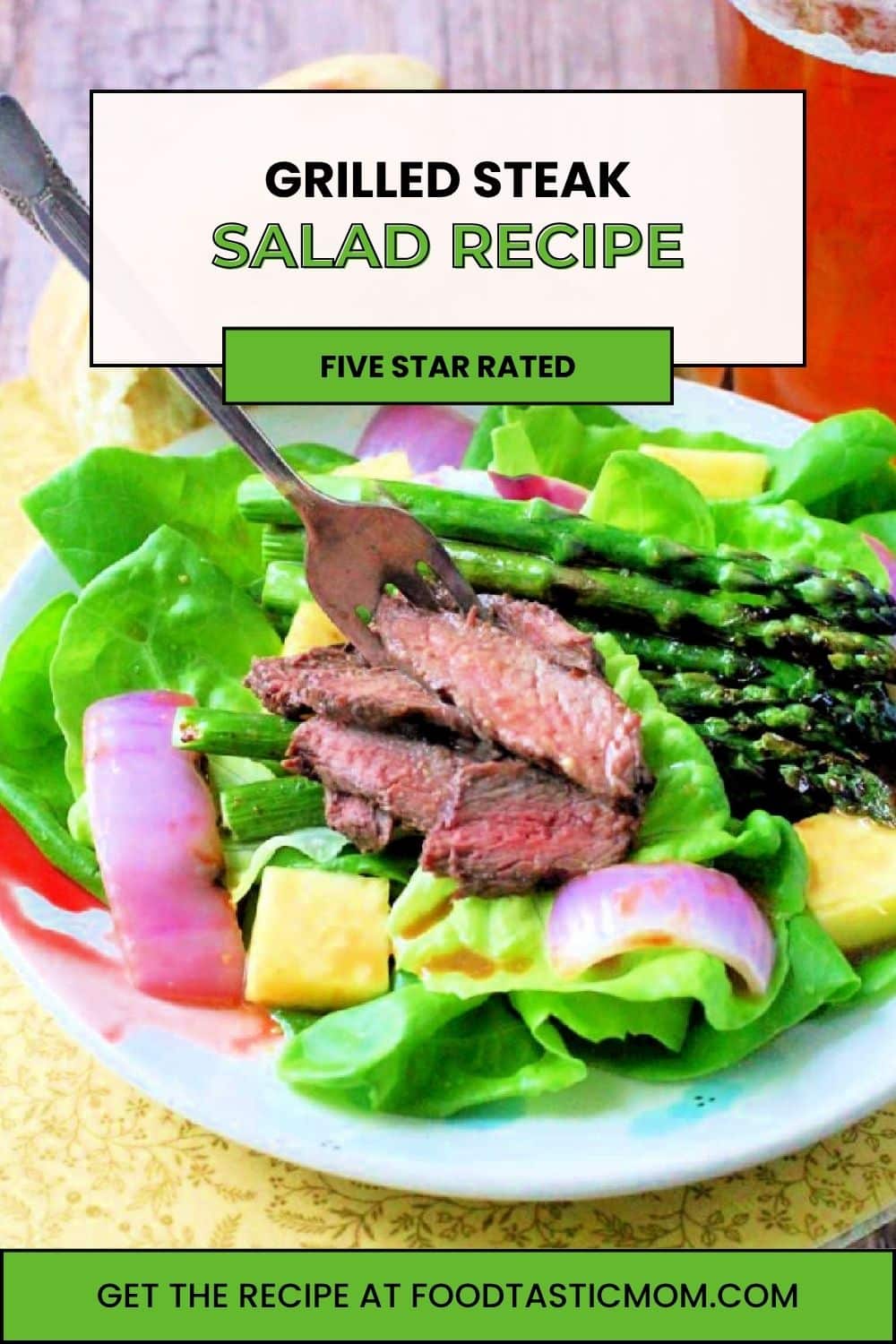 My steak salad recipe is different than the rest. Homemade pineapple vinaigrette is used as both steak marinade and salad dressing. via @foodtasticmom