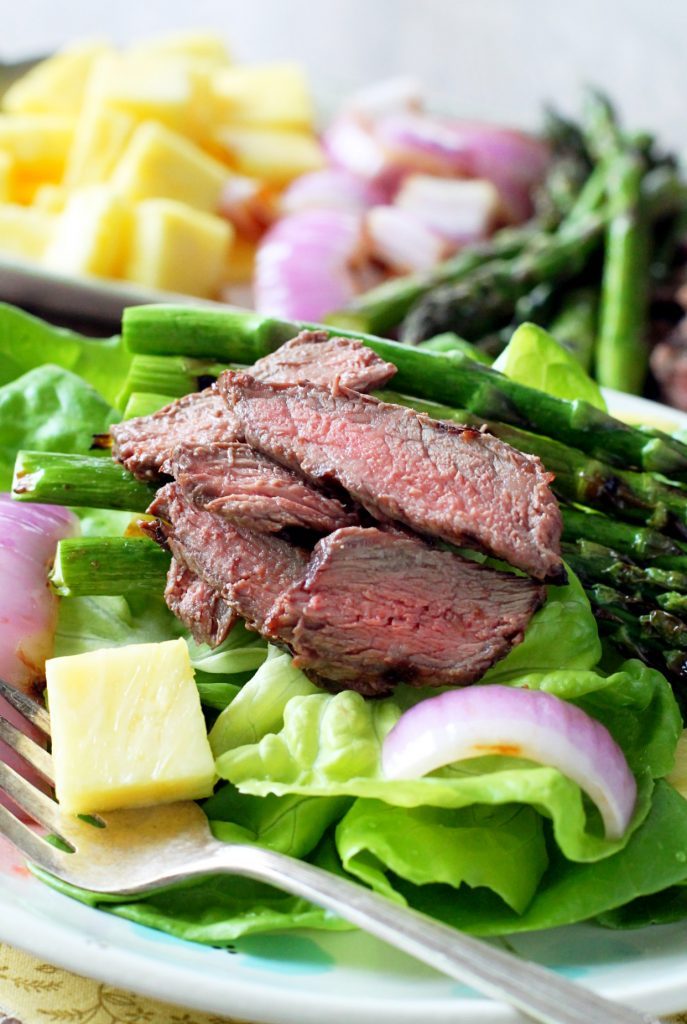 Grilled Steak and Asparagus Salad with Pineapple Vinaigrette by Foodtastic Mom #OhioBeef