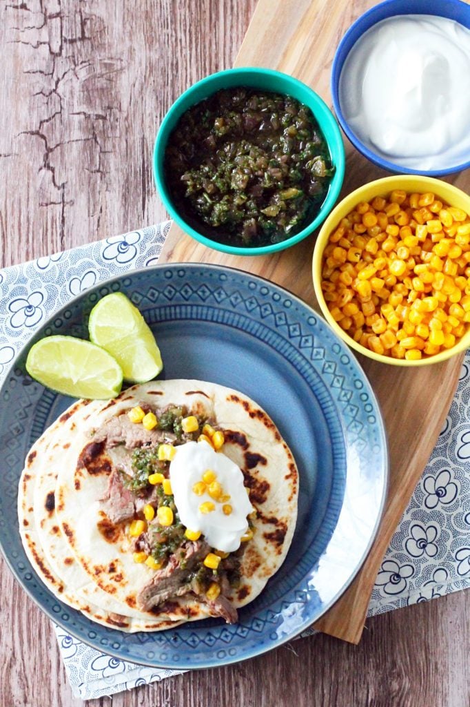 Pineapple Marinated Steak Tacos with Chimichurri Sauce by Foodtastic Mom #BlogMeetsBeef