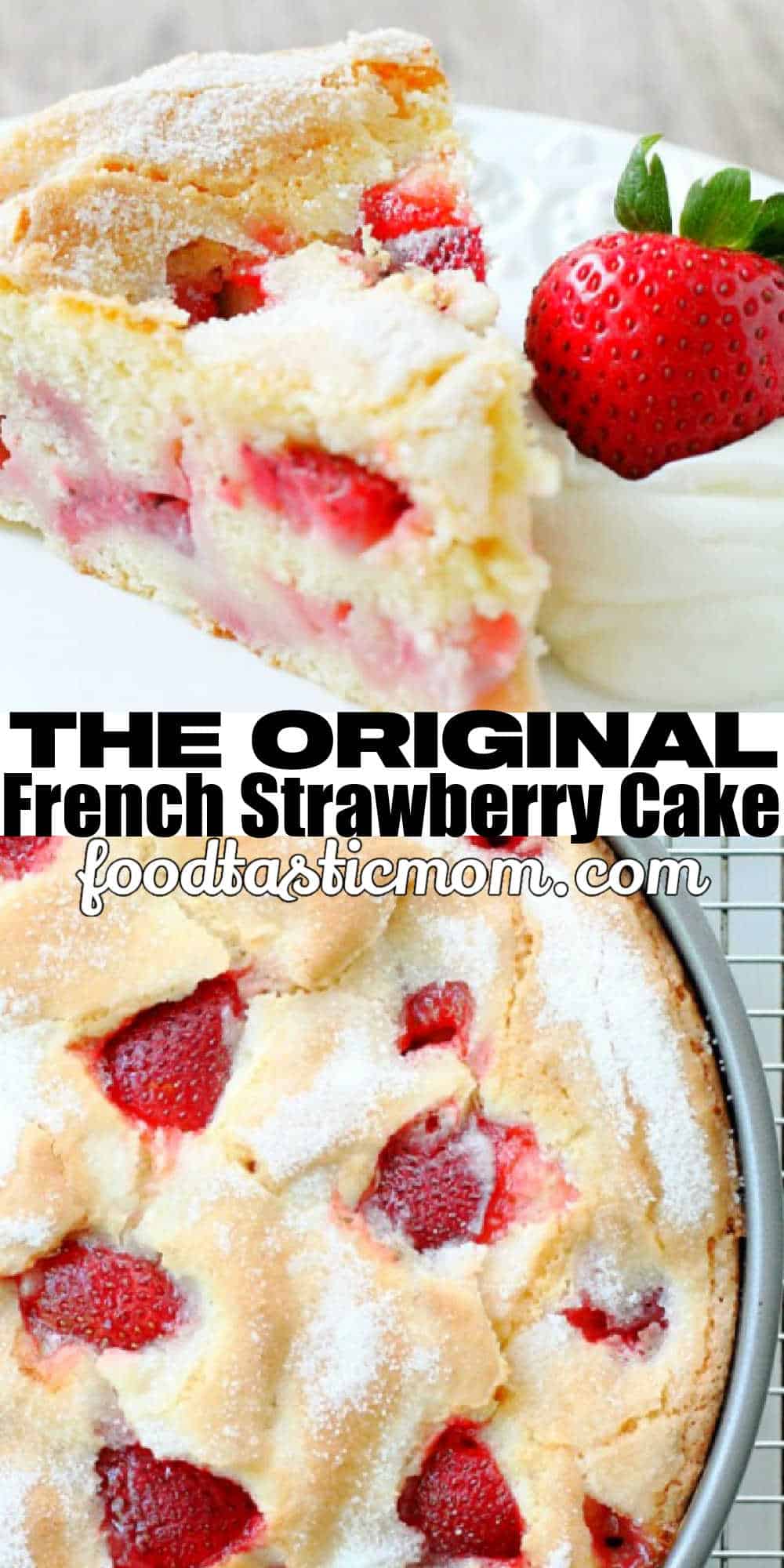 You are in for a treat with this French Strawberry Cake. Mixed in one bowl with the season's freshest strawberries, this cake bakes up with a custardy middle and crackly, sugary top. This cake has thousands of fans. via @foodtasticmom