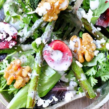 Fresh Cherry and Asparagus Salad with Poppy Seed Dressing by Foodtastic Mom