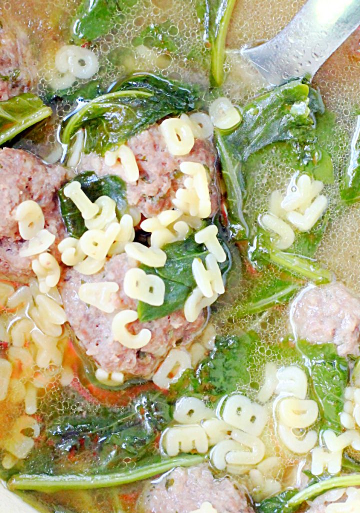 Beefy Alphabet Italian Wedding Soup by Foodtastic Mom