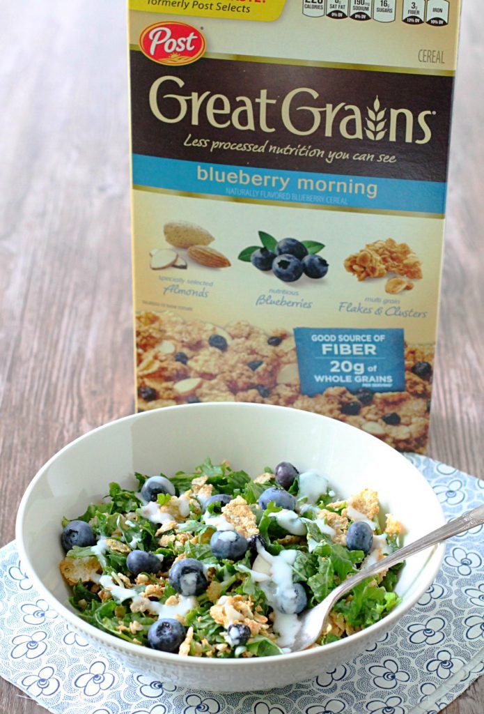 Blueberry Kale Breakfast Salad by Foodtastic Mom #CerealAnytime #ad