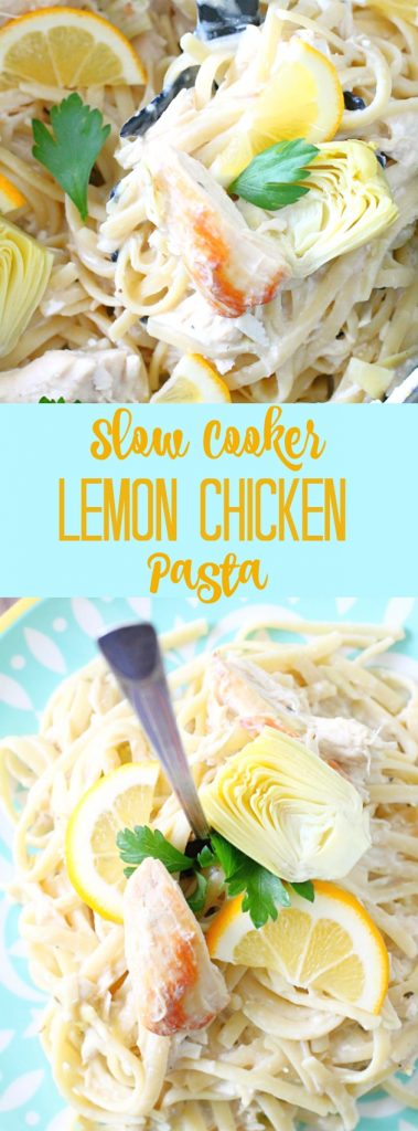 Slow Cooker Lemon Chicken and Artichoke Pasta