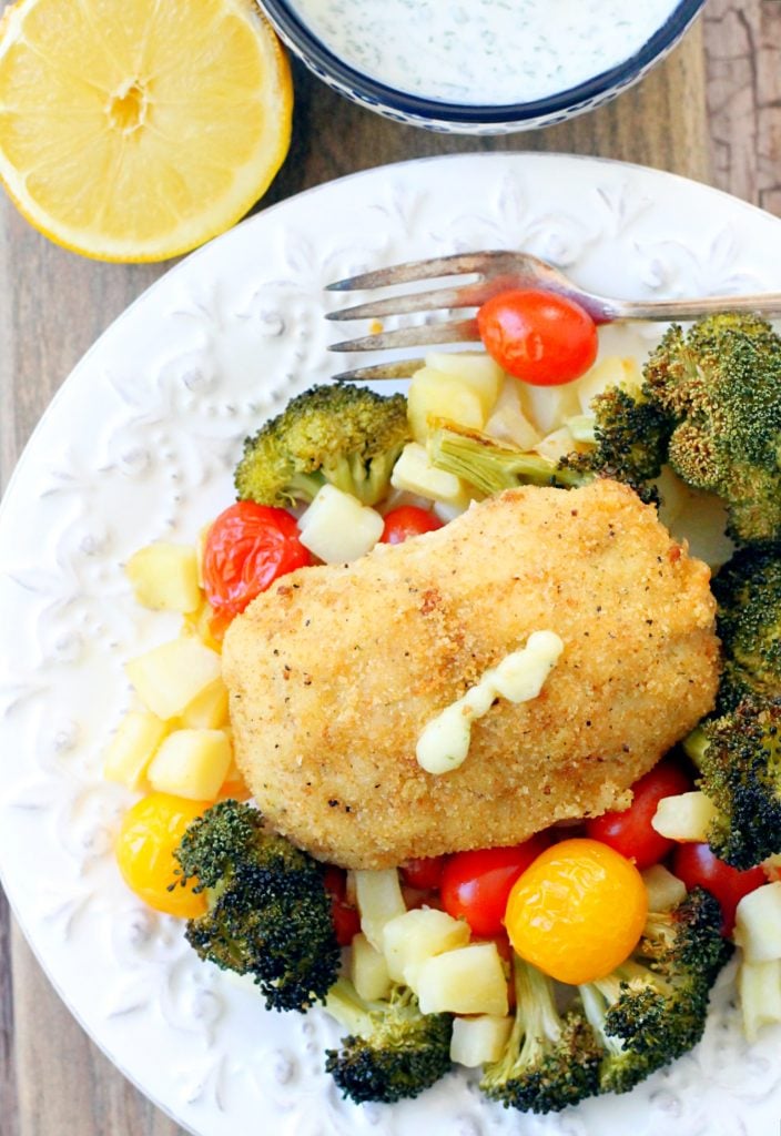 Simple Sheet Pan Meal with Barber Foods Broccoli and Cheese Chicken by Foodtastic Mom