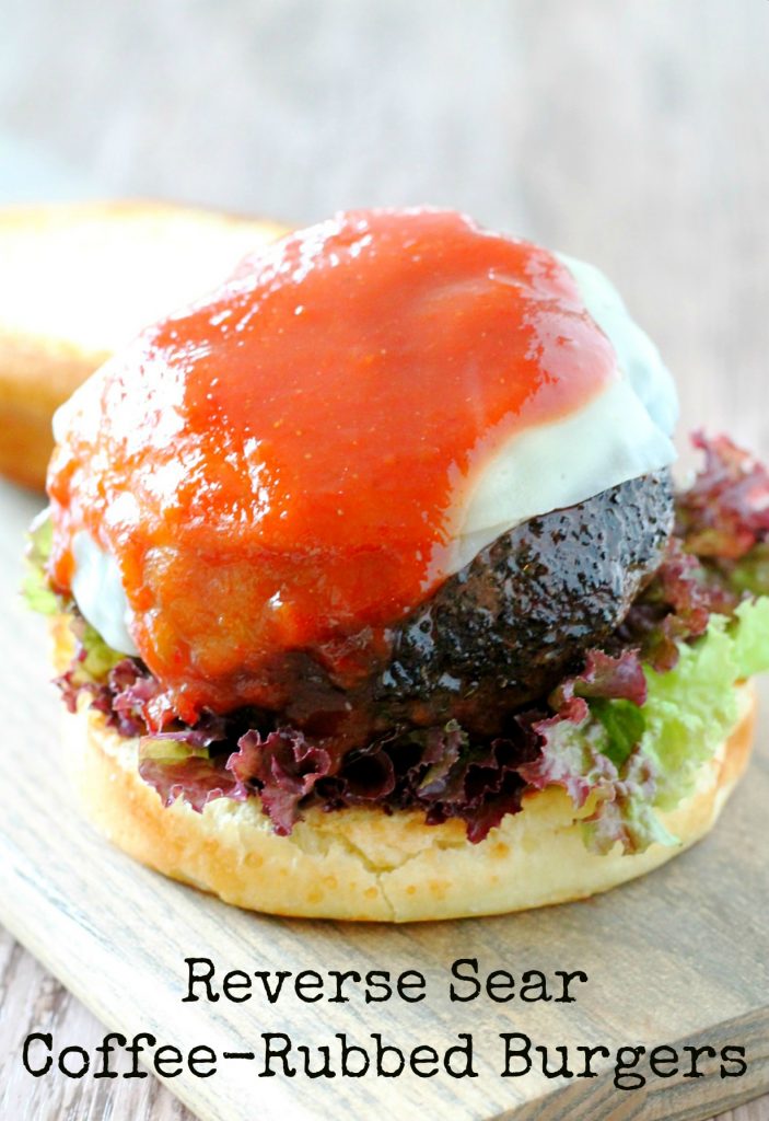 Reverse Sear Coffee Rubbed Burgers by Foodtastic Mom #SundaySupper