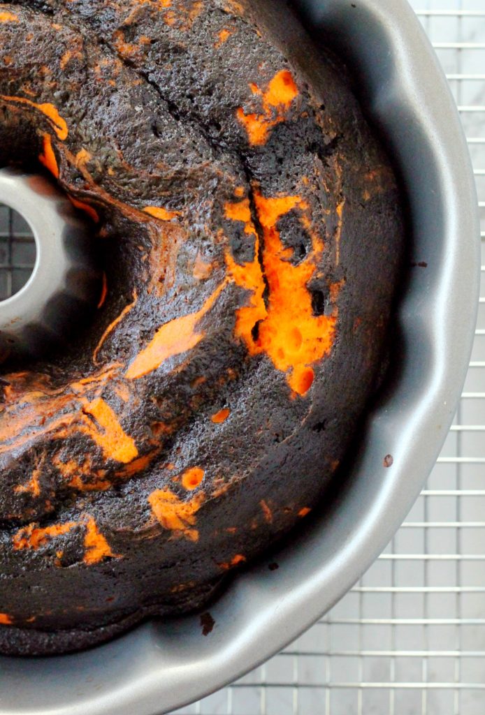 Black and Orange Bundt Cake (for Halloween or Bengals fans)